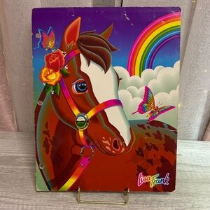 Vintage Lisa Frank Rainbow Chaser Horse with Rainbow and Butterflies